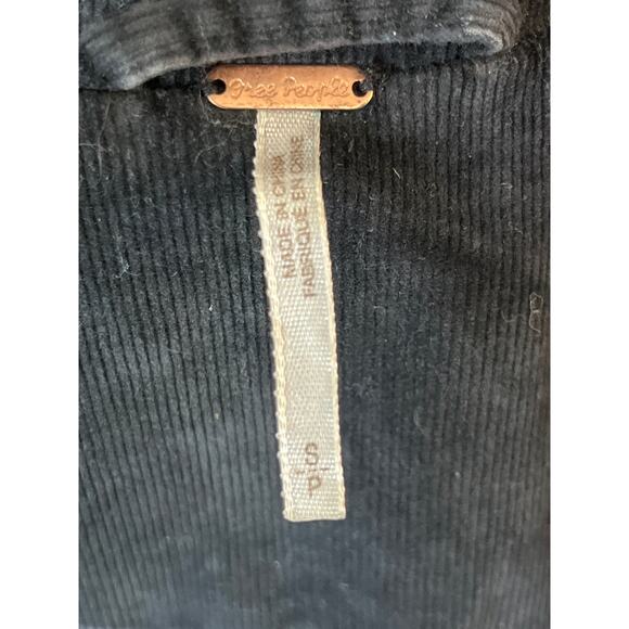 Free People Black Corduroy Blazer Metal Buttons Fitted Jacket Sz 6 - Picture 2 of 8